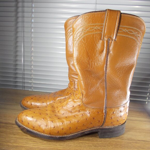 Justin 3186 Ostrich Full Quill Men's Size 6.5 Boots Made in USA - Picture 1 of 7
